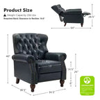 Fauteuil inclinable manuel en cuir véritable avec garniture cloutée - Salon et chambre à coucher
