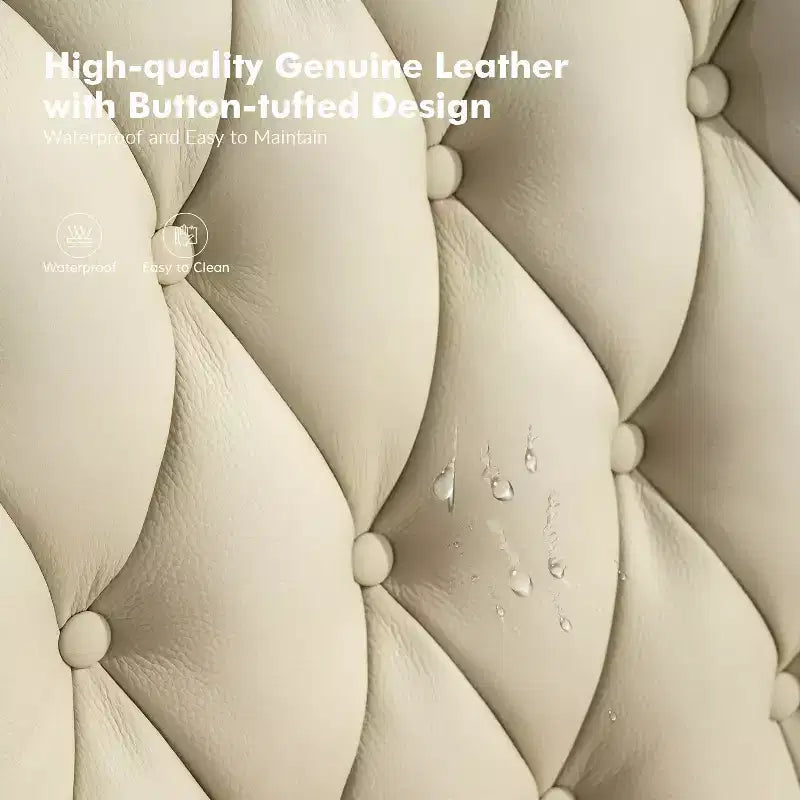 Fauteuil inclinable manuel en cuir véritable avec garniture cloutée - Salon et chambre à coucher