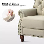 Fauteuil inclinable manuel en cuir véritable avec garniture cloutée - Salon et chambre à coucher