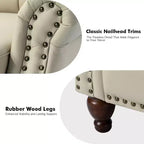Fauteuil inclinable manuel en cuir véritable avec garniture cloutée - Salon et chambre à coucher
