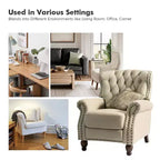 Fauteuil inclinable manuel en cuir véritable avec garniture cloutée - Salon et chambre à coucher