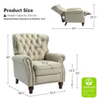 Fauteuil inclinable manuel en cuir véritable avec garniture cloutée - Salon et chambre à coucher
