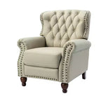 Fauteuil inclinable manuel en cuir véritable avec garniture cloutée - Salon et chambre à coucher
