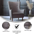 Fauteuil d'appoint dossier haut traditionnel - Similicuir, Structure en bois