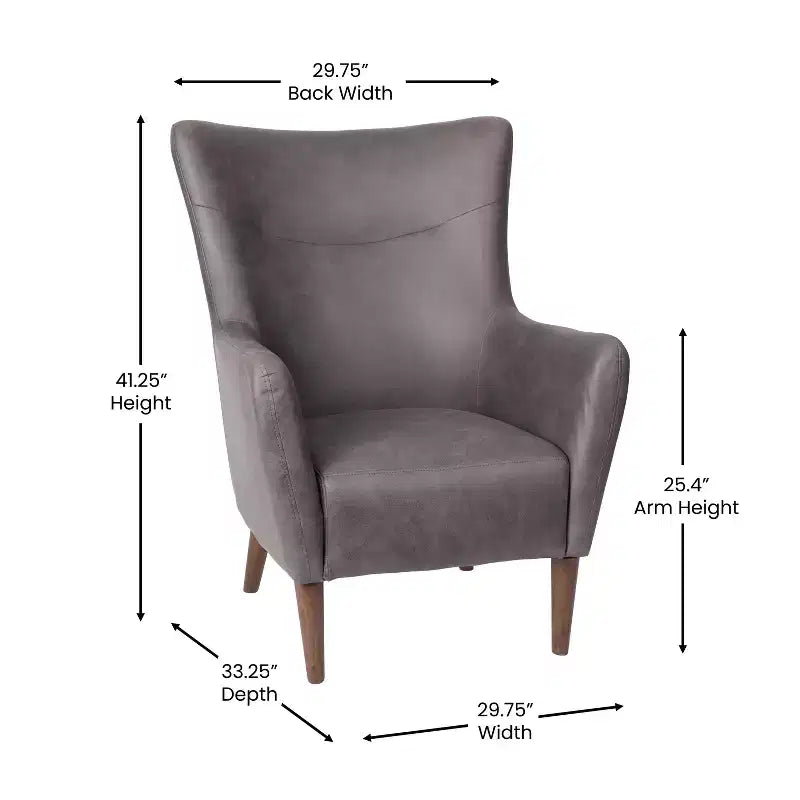 Fauteuil d'appoint dossier haut traditionnel - Similicuir, Structure en bois