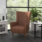 Fauteuil d'appoint dossier haut traditionnel - Similicuir, Structure en bois