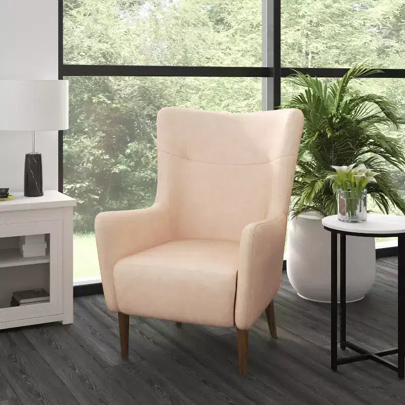 Fauteuil d'appoint dossier haut traditionnel - Similicuir, Structure en bois