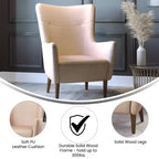 Fauteuil d'appoint dossier haut traditionnel - Similicuir, Structure en bois