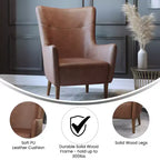 Fauteuil d'appoint dossier haut traditionnel - Similicuir, Structure en bois