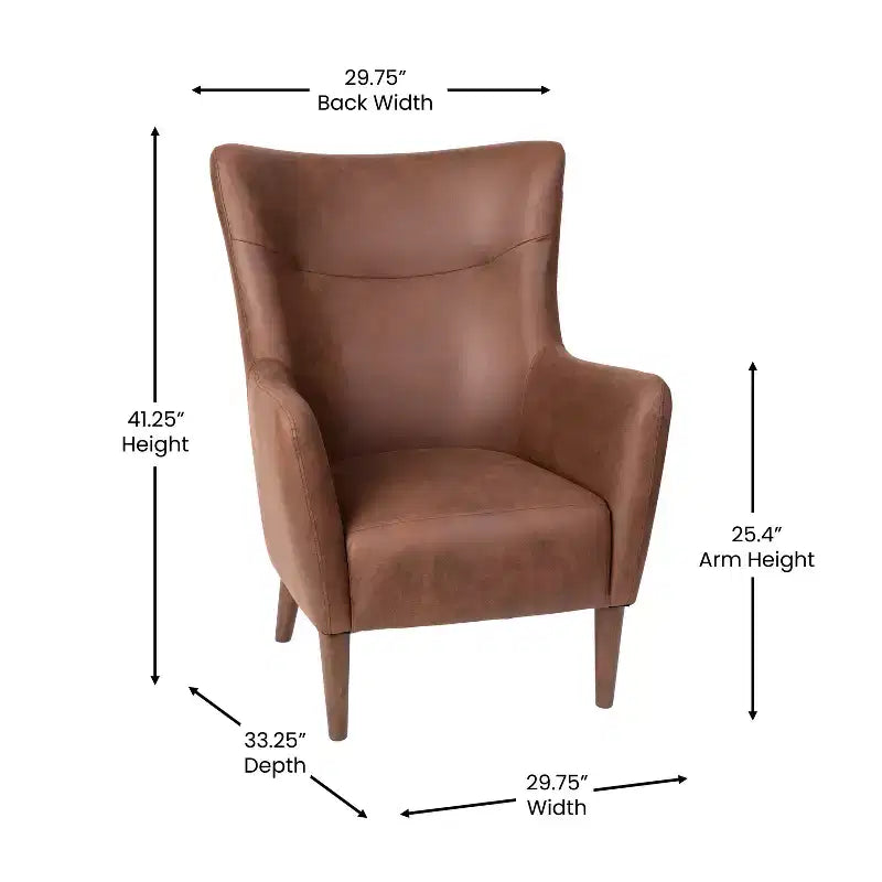 Fauteuil d'appoint dossier haut traditionnel - Similicuir, Structure en bois
