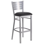 Lot de 2 tabourets de bar en métal avec dossier à lattes, couleur argent