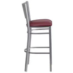 Lot de 2 tabourets de bar en métal avec dossier à lattes, couleur argent