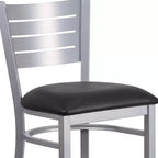 Lot de 2 tabourets de bar en métal avec dossier à lattes, couleur argent