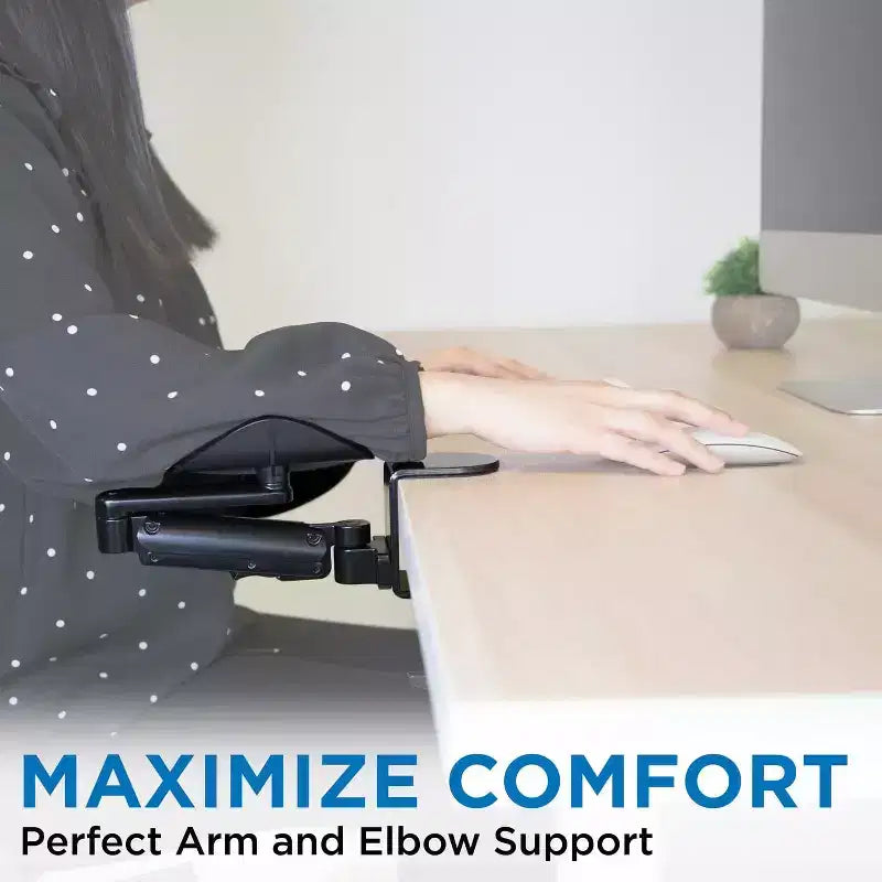 Accoudoir ergonomique réglable en hauteur pour bureau avec base à pince - Noir