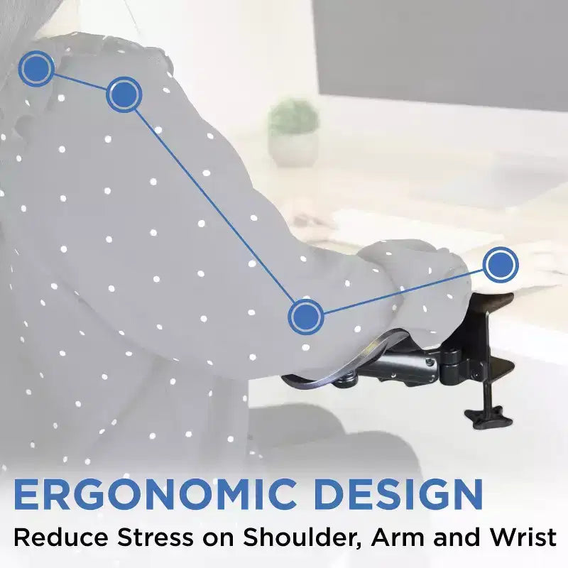 Accoudoir ergonomique réglable en hauteur pour bureau avec base à pince - Noir