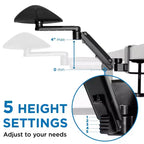 Accoudoir ergonomique réglable en hauteur pour bureau avec base à pince - Noir