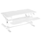 Mount-It! Height Adjustable Stand Up Desk Converter | 38 Wide Tabletop Standing Desk Riser with Gas Spring & Keyboard Tray Fits Two Monitors | White