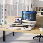 Convertisseur de bureau assis-debout réglable en hauteur, 38 po de large, avec ressort à gaz et plateau pour clavier - Blanc