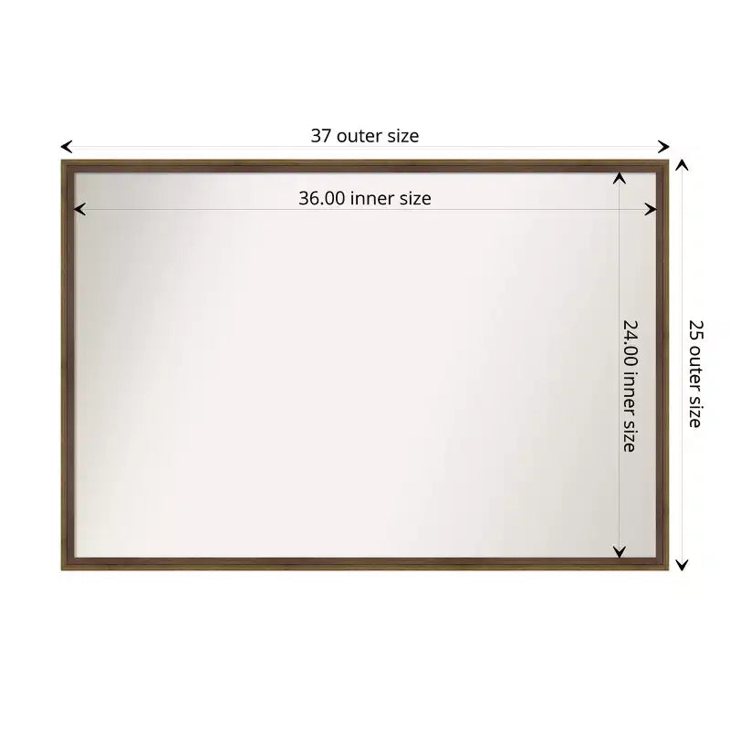 Miroir mural de salle de bain en bois bronze clair non biseauté 25 x 37 po