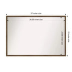 Miroir mural de salle de bain en bois bronze clair non biseauté 25 x 37 po