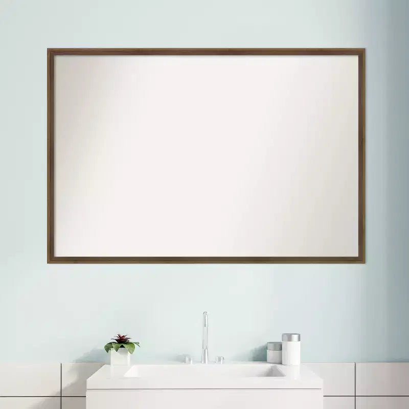 Miroir mural de salle de bain en bois bronze clair non biseauté 25 x 37 po