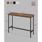 Table de Bar Haute et Étroite - Industrielle, Structure en Métal, 40 x 120 x 90 cm