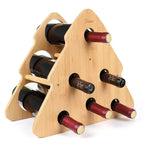 Tirrinia Christmas Tree-Shaped Bamboo Wine Rack - 6 Bottle Freestanding Holder for Kitchen, Bar & Home Storage