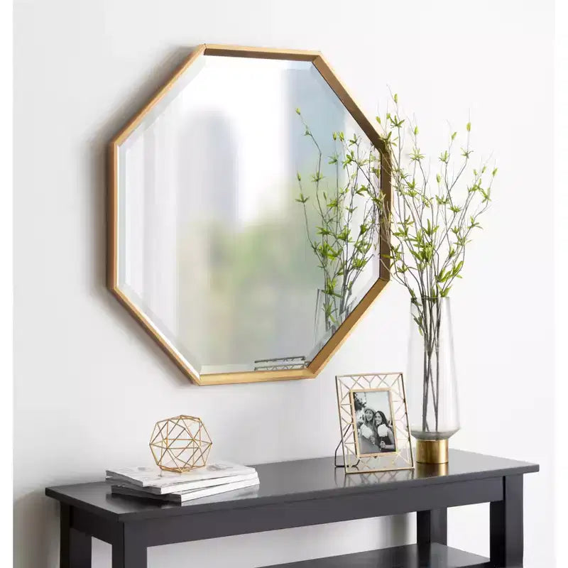 Miroir mural octogonal - Doré, Cadre en plastique, 24 x 24 po.
