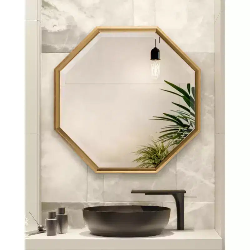 Miroir mural octogonal - Doré, Cadre en plastique, 24 x 24 po.