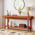 Table console longue 70,8" en bois massif - Style ferme, Gris, Étroite