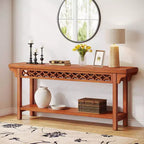 Table console longue 70,8" en bois massif - Style ferme, Gris, Étroite