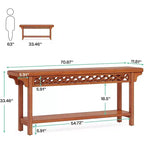Table console longue 70,8" en bois massif - Style ferme, Gris, Étroite