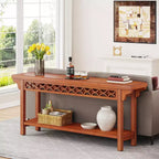 Table console longue 70,8" en bois massif - Style ferme, Gris, Étroite