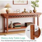 Table console longue 70,8" en bois massif - Style ferme, Gris, Étroite