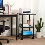 VASAGLE Industrial Printer Stand, 3-Tier Machine Cart with Wheels and Adjustable Table Top, Heavy Duty Storage Rack