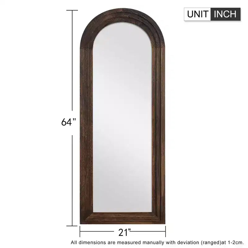Miroir sur pied plein cadre en bois avec arche - 71 x 31 po