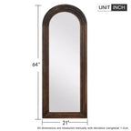 Miroir sur pied plein cadre en bois avec arche - 71 x 31 po