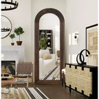 Miroir sur pied plein cadre en bois avec arche - 71 x 31 po