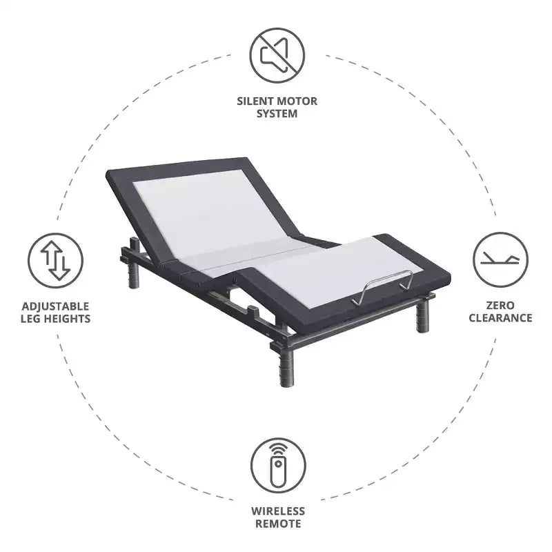 Sommier Réglable Classique - Zéro Gravité, Anti-Ronflement, Télécommande Sans Fil