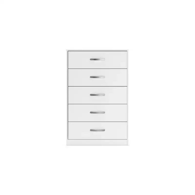 Commode 5 tiroirs - Blanc mat, Coulisses à billes