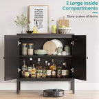 Meuble buffet, armoire de rangement en rotin avec portes et étagères