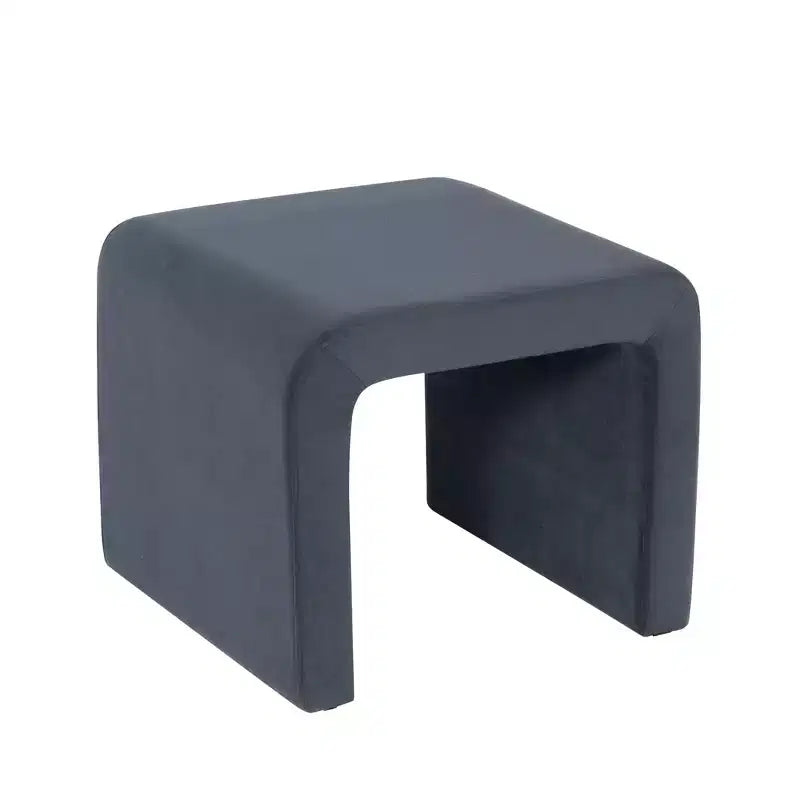 Pouf Arch Velvet - Carré, Bleu, Cadre en MDF