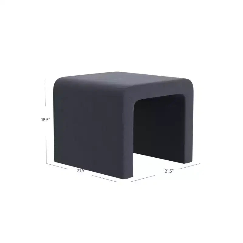 Pouf Arch Velvet - Carré, Bleu, Cadre en MDF