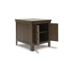 Table d'appoint décontractée avec portes d'armoire - Acacia marron grisâtre