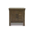 Table d'appoint décontractée avec portes d'armoire - Acacia marron grisâtre
