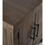 Table d'appoint décontractée avec portes d'armoire - Acacia marron grisâtre