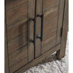 Table d'appoint décontractée avec portes d'armoire - Acacia marron grisâtre