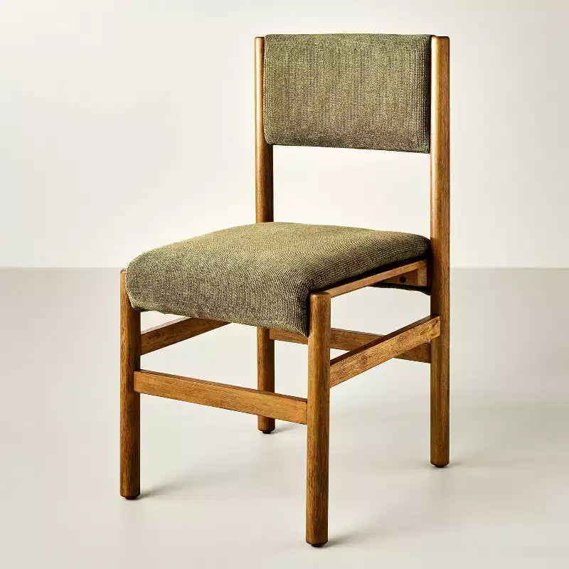 Chaise de salle à manger sans accoudoirs avec pieds tournés – Structure en bois d'hévéa, rembourrage en mousse