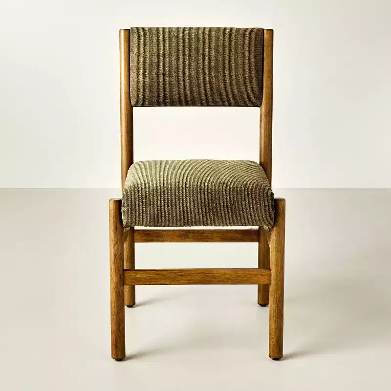 Chaise de salle à manger sans accoudoirs avec pieds tournés – Structure en bois d'hévéa, rembourrage en mousse