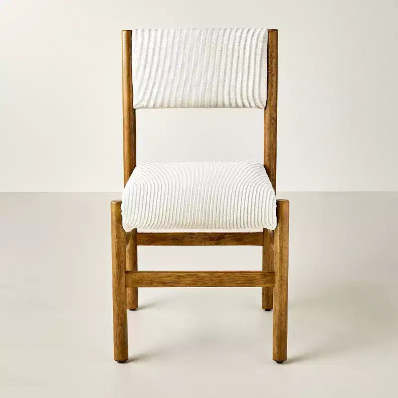 Chaise de salle à manger sans accoudoirs avec pieds tournés – Structure en bois d'hévéa, rembourrage en mousse
